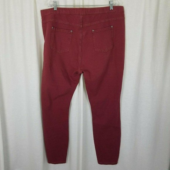 Evy's Tree Denim Skinnies Ponte Pants Skinny Jeans Jeggings Leggings Maroon 2X - Picture 4 of 8